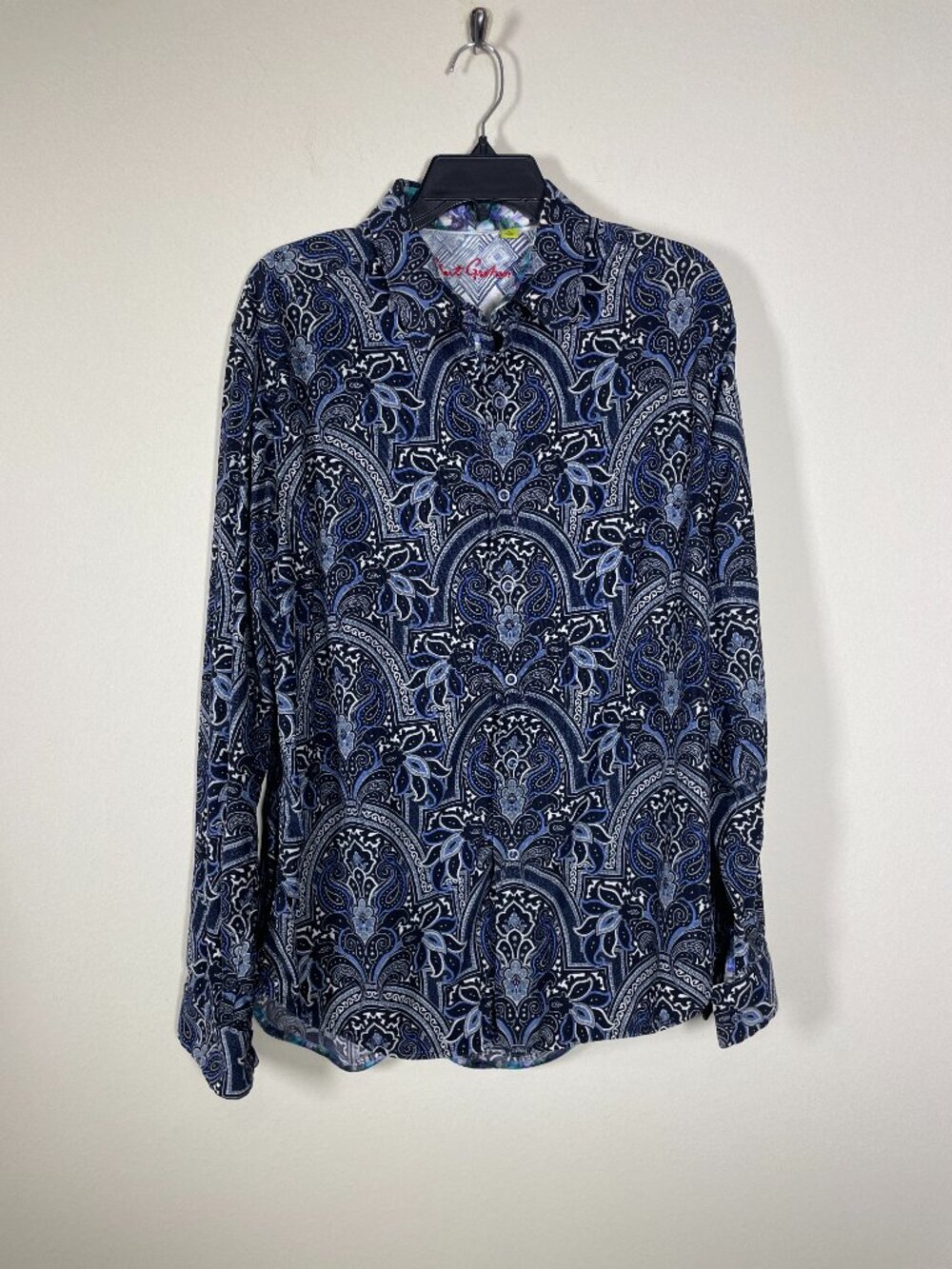 Robert Graham L Gothic Paisley Corduroy Button-Up Shirt Black Blue 100% Cotton!